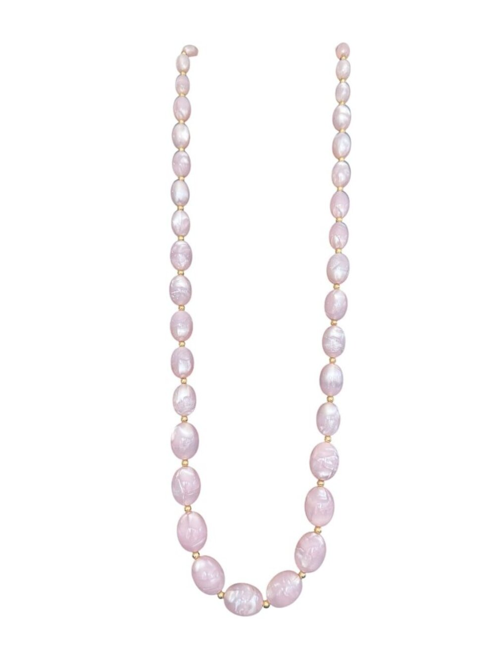 VTG Monet Pink Pearl Graduated Opera Necklace & Clip-On Earrings Set - Picture 2 of 5